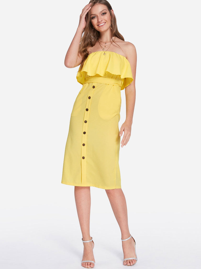 Ladies Yellow Midi Dresses