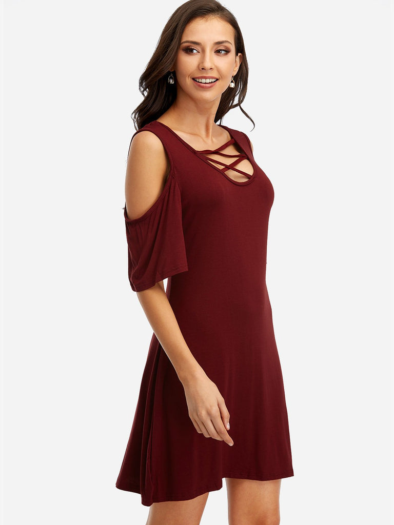 Ladies Burgundy Mini Dresses