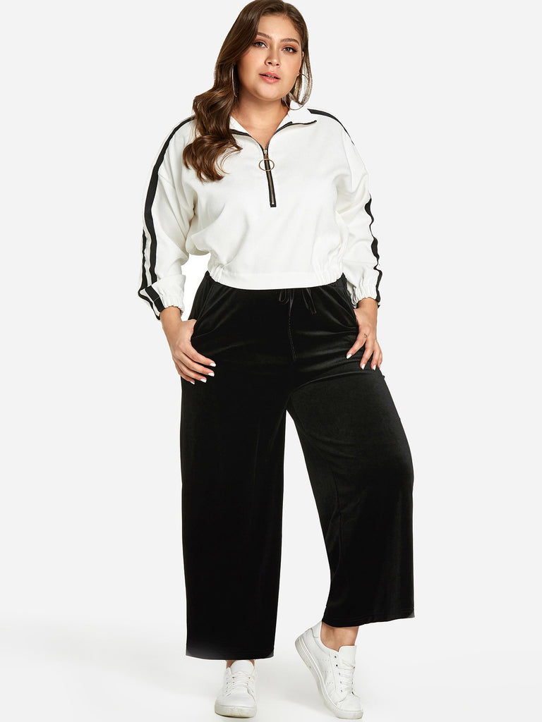 Plus Size Velvet Wide Leg Pants