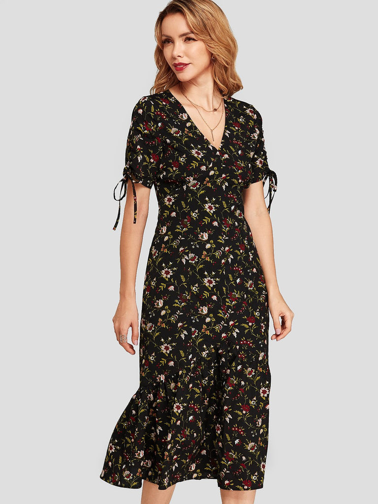 Ladies Black Floral Dresses