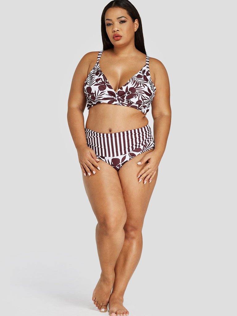 Womens Brown Plus Size Swimwear