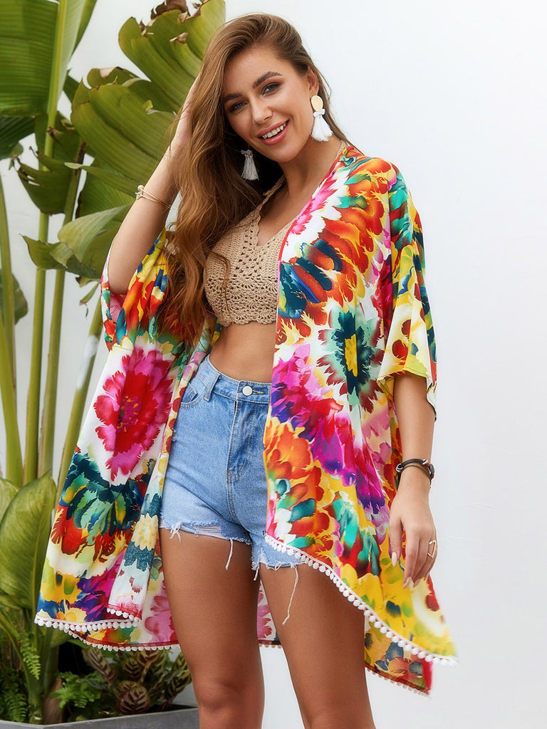 Womens Floral Print Kimono