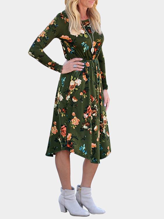 Womens Green Floral Dresses