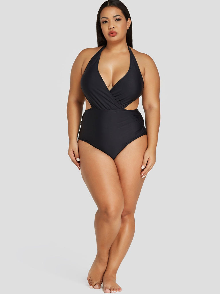 Ladies Black Plus Size Swimwear