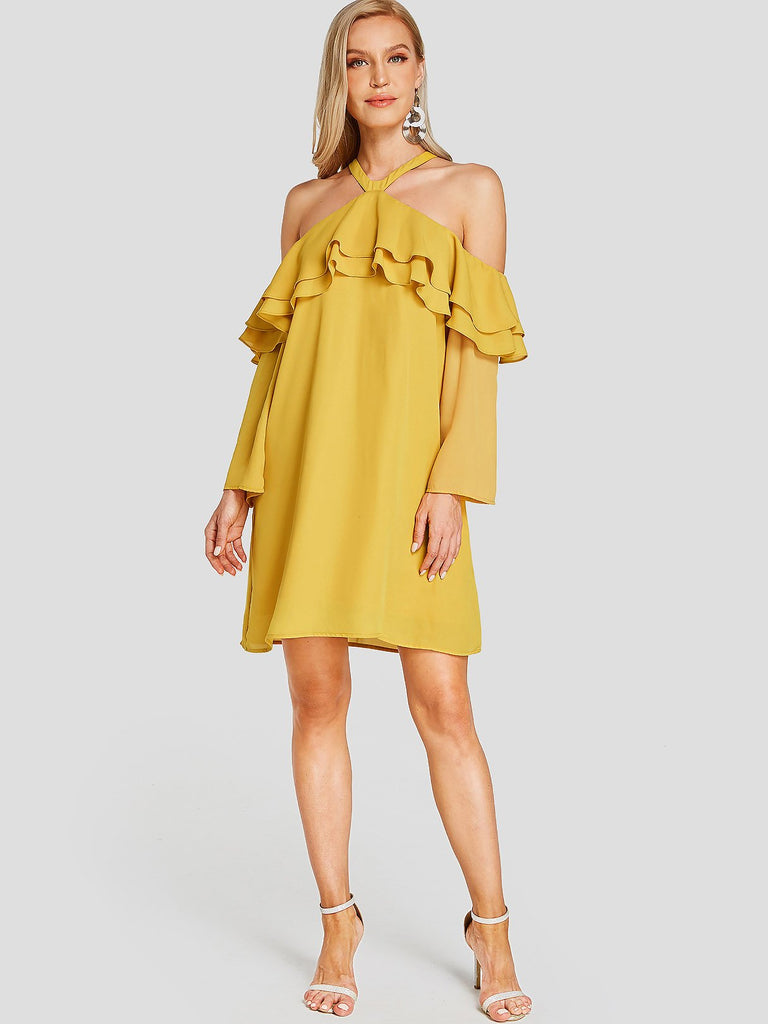 Womens Yellow Mini Dresses