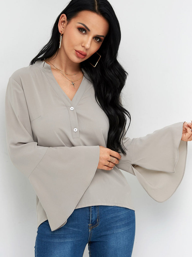 Long Sleeve Grey Blouses