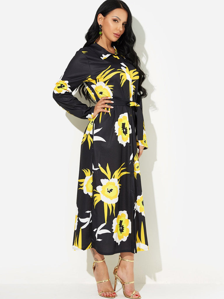 Ladies Black Floral Dresses