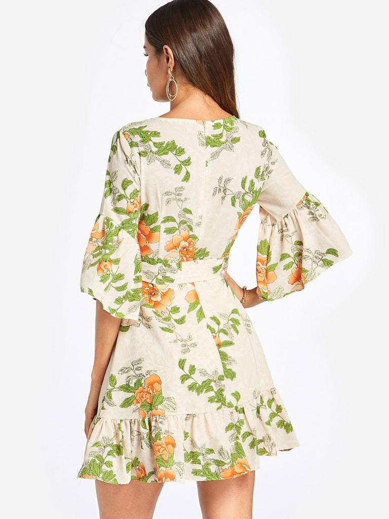 Womens Green Floral Dresses