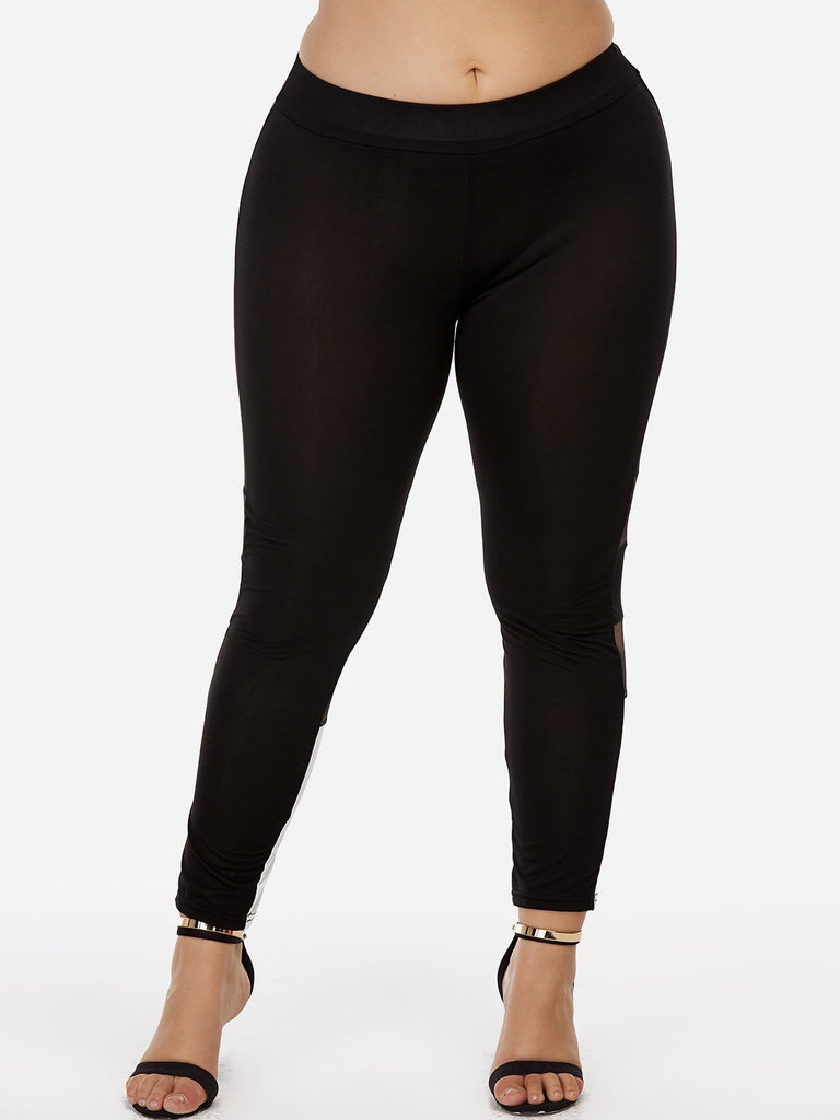 Plus Size Chic Mesh Leggings