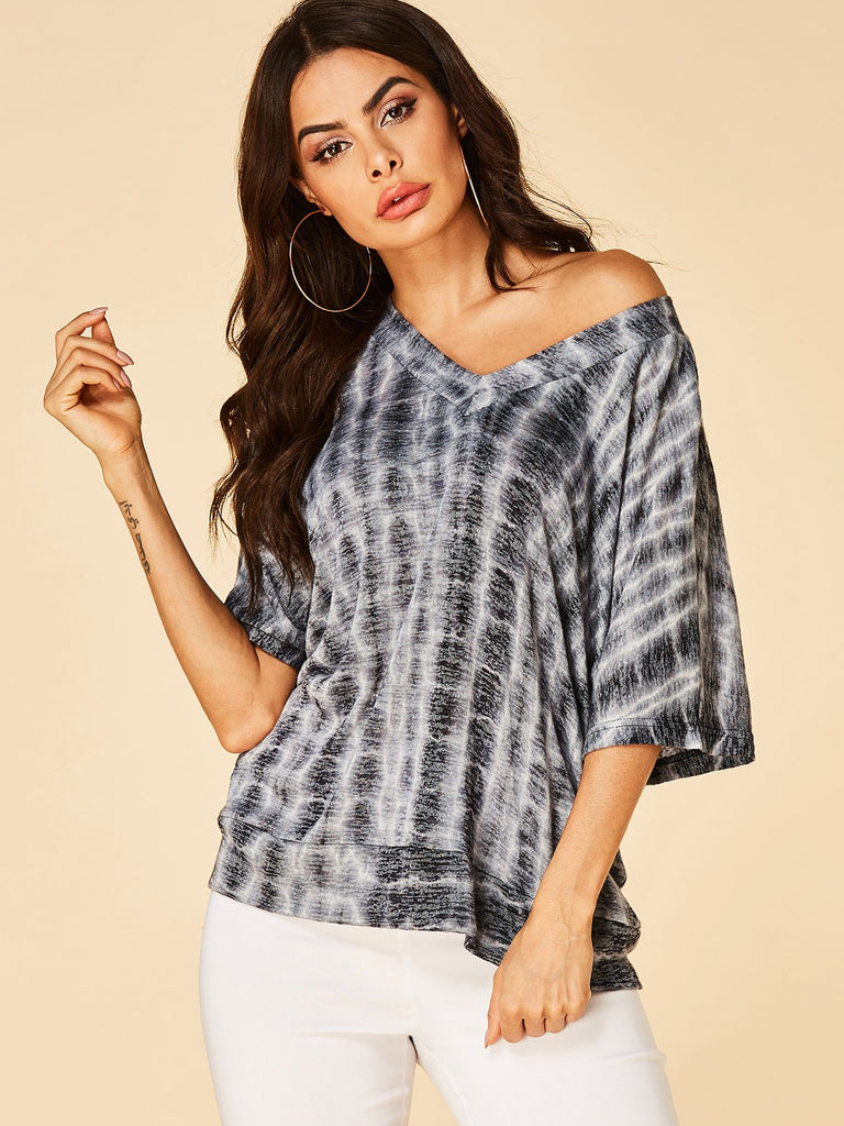 V-Neck Stripe Half Sleeve T-Shirts