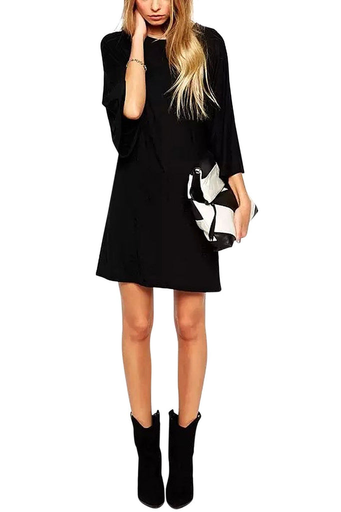 Black Plain Shirt Dress