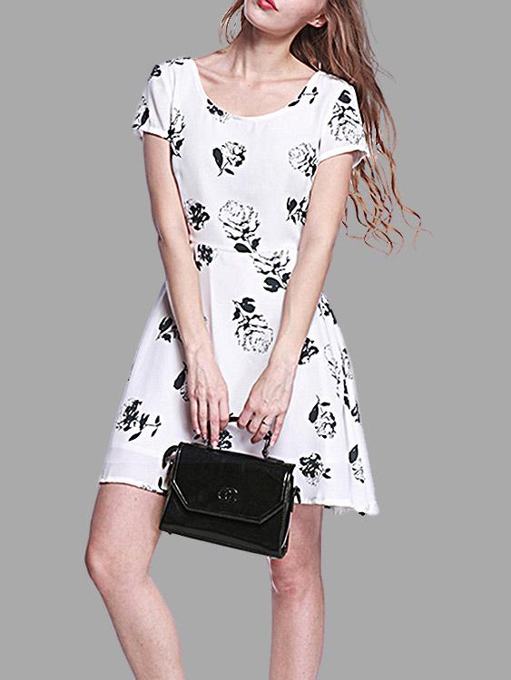 Round Neck Floral Print Dresses