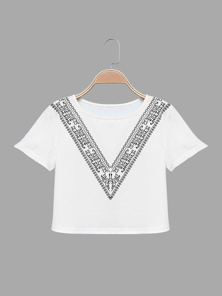 Round Neck Cropped T-Shirt