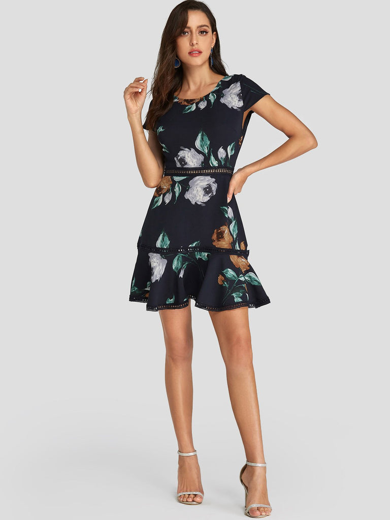 Womens Navy Floral Dresses