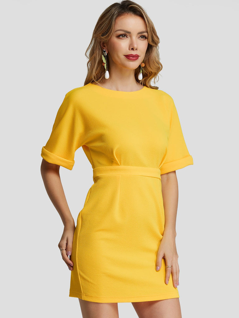 Ladies Yellow Casual Dresses