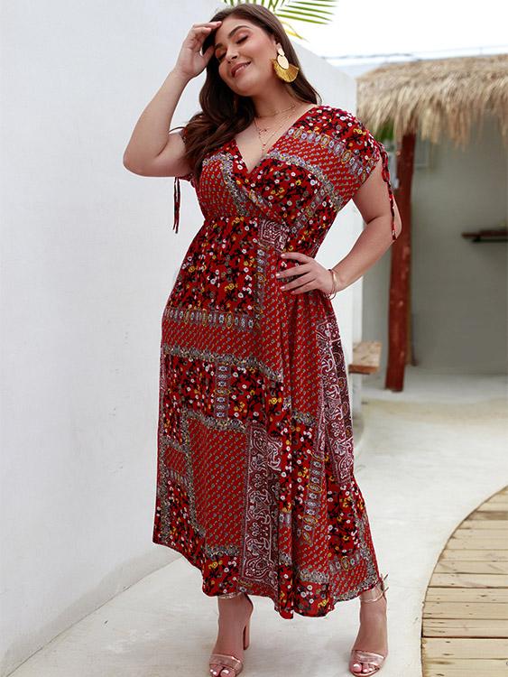 Ladies Burgundy Plus Size Dresses