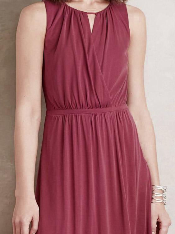 Ladies Wine Red Maxi Dresses