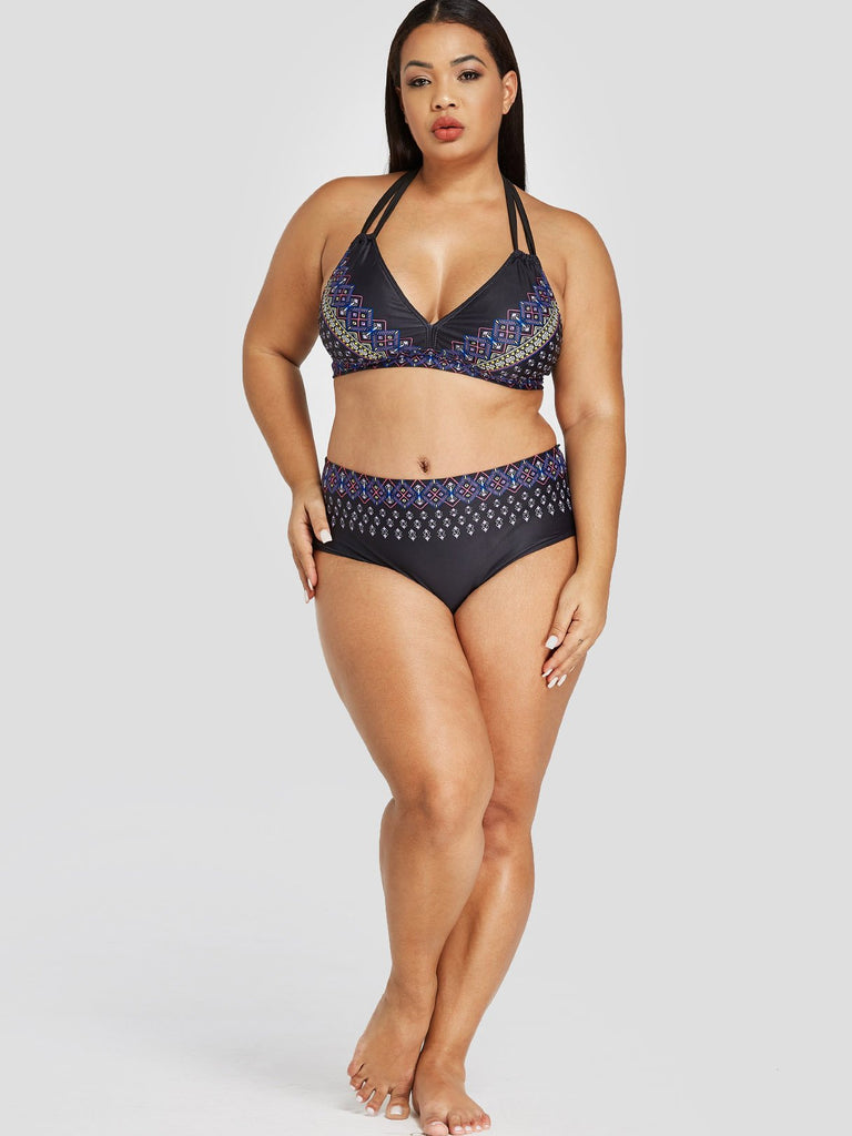 Womens Dark Blue Plus Size Swimwear