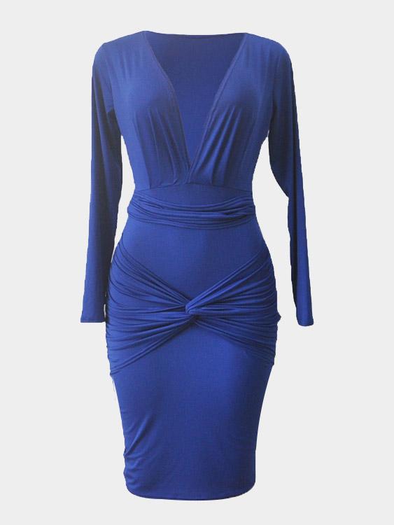 Long Sleeve Blue Dresses