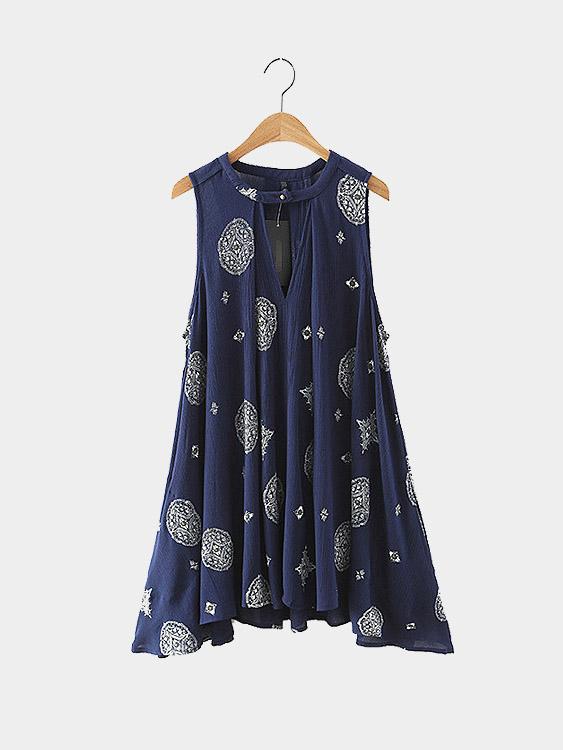 Sleeveless Floral Print Casual Dress