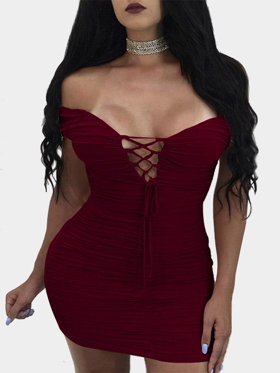 Ladies Burgundy Mini Dresses