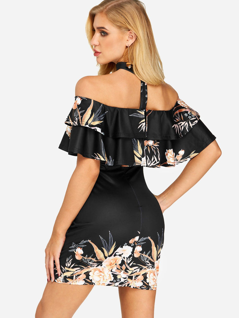 Womens Black Floral Dresses