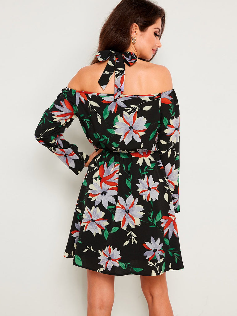 Womens Black Floral Dresses