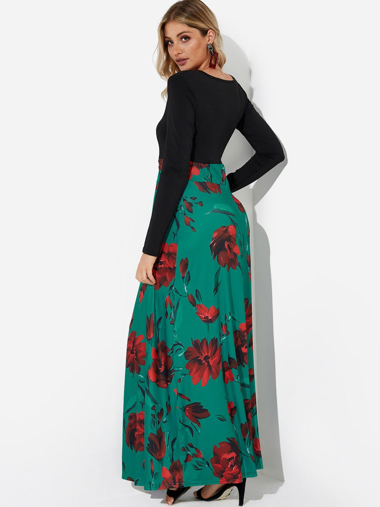 Womens Green Floral Dresses
