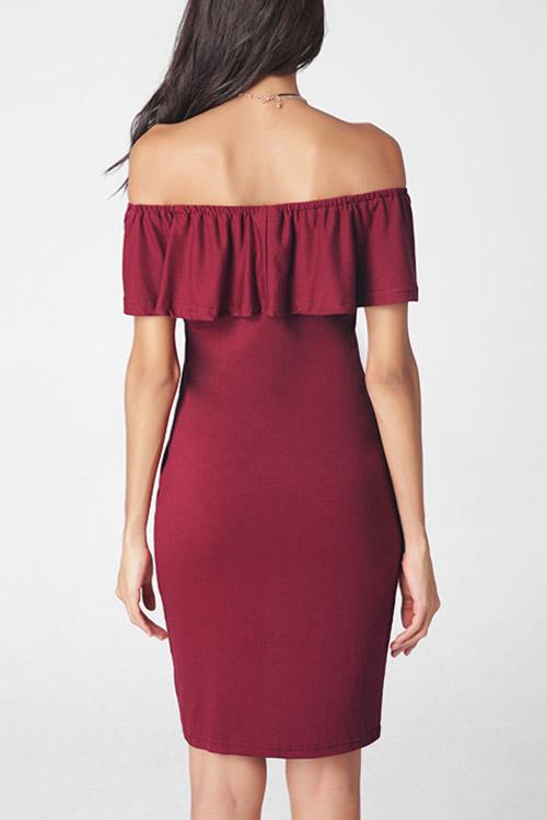 Womens Burgundy Off The Shoulder Dresses