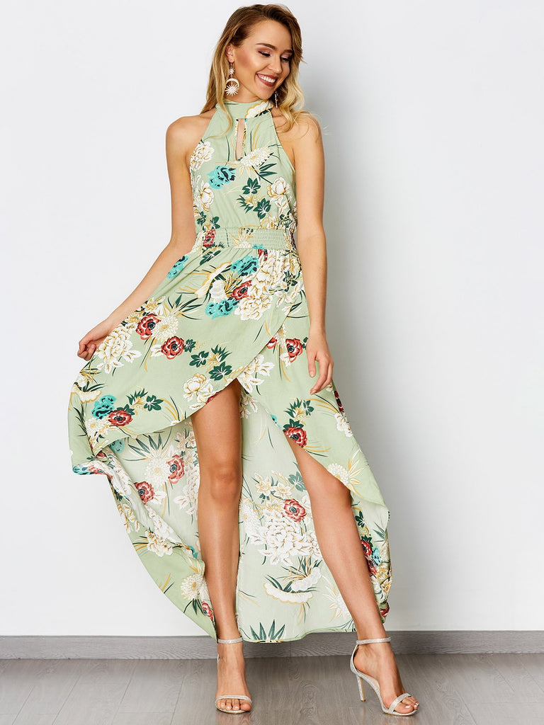 Ladies Green Floral Dresses