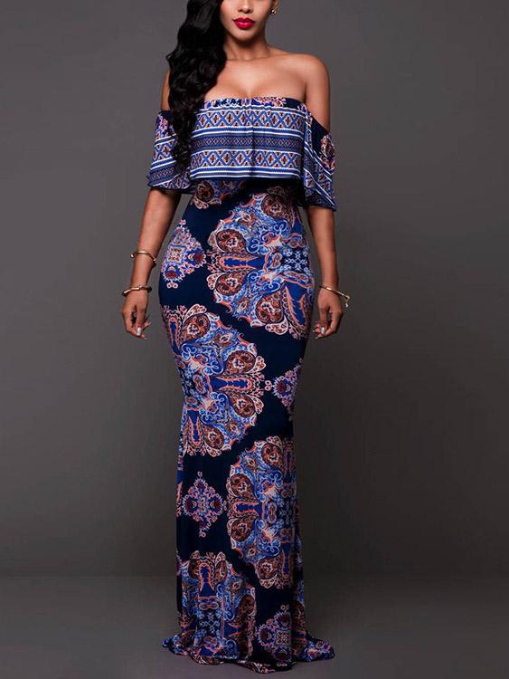 Ladies Navy Maxi Dresses