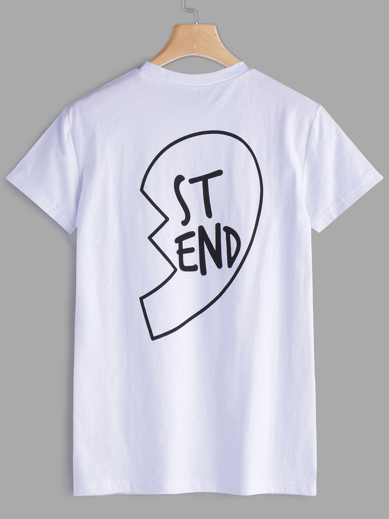 Crew Neck Letter Printed Short Sleeve T-Shirt