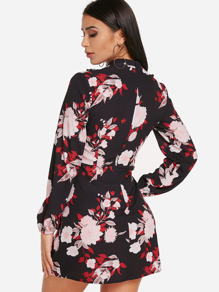 Womens Black Floral Dresses