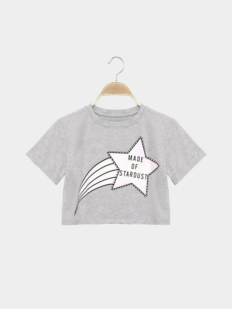Round Neck Printed Grey T-Shirts