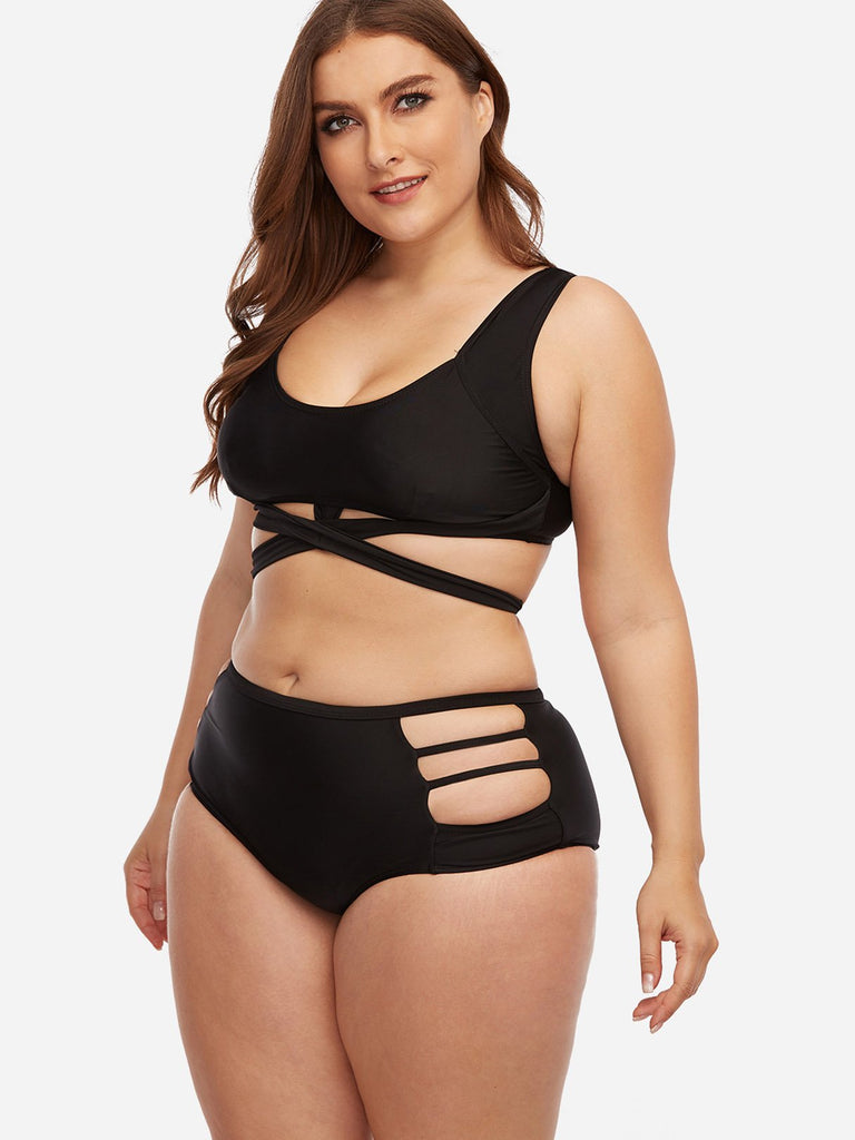 Ladies Black Plus Size Swimwear