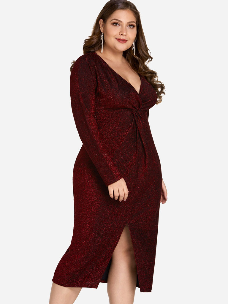 Womens Long Sleeve Plus Size Dress