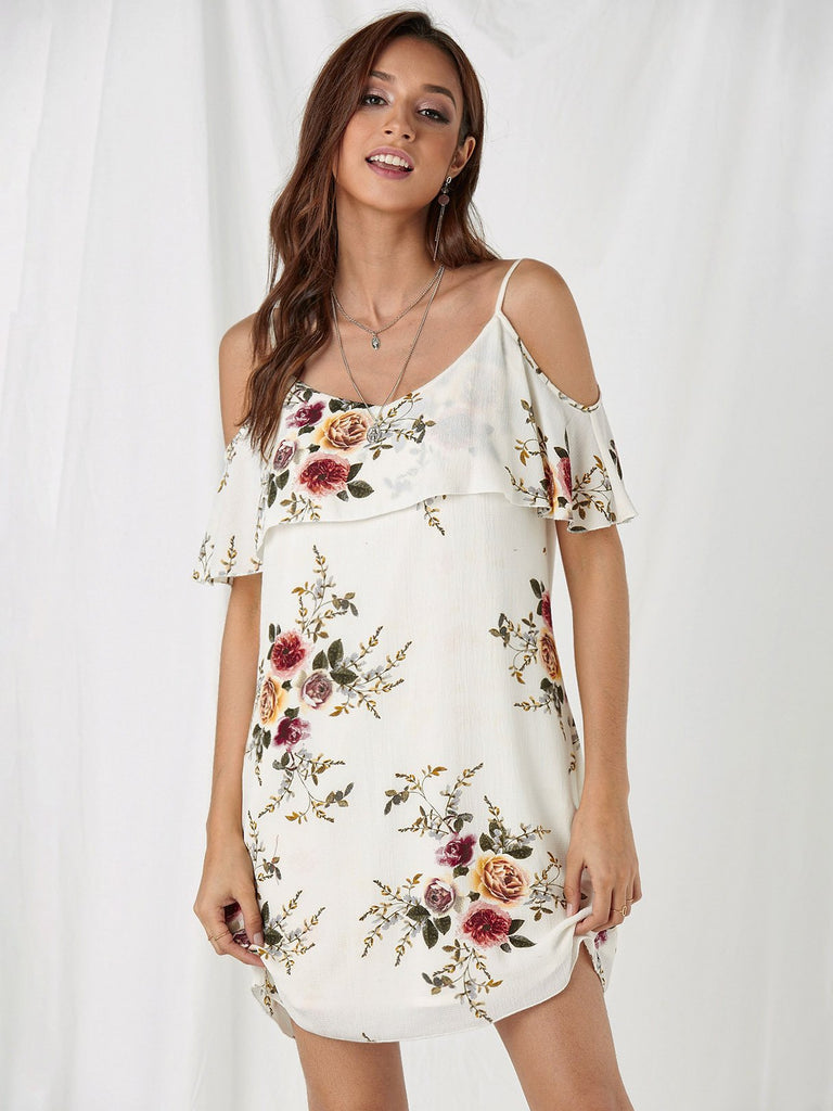 Ladies White Floral Dresses