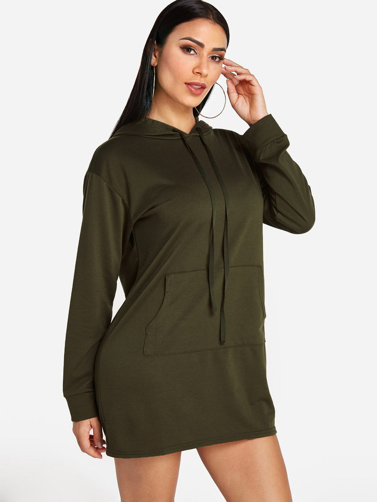 Ladies Army Green Shirt Dresses
