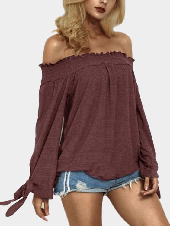 Off The Shoulder Long Sleeve Blouses