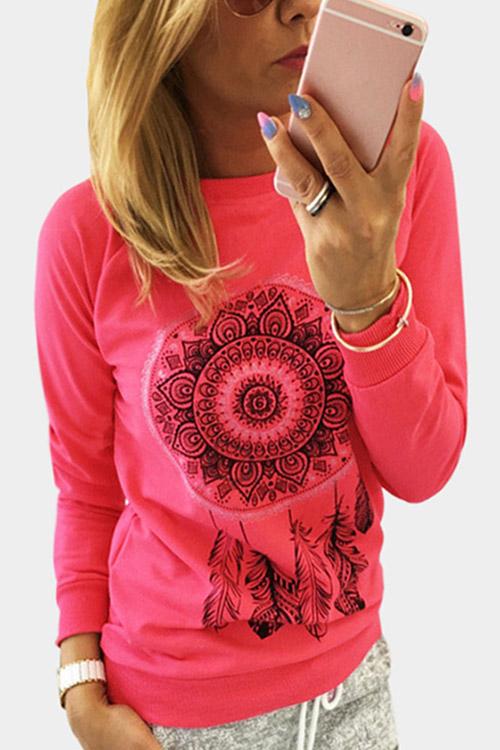 Crew Neck Printed Long Sleeve T-Shirts
