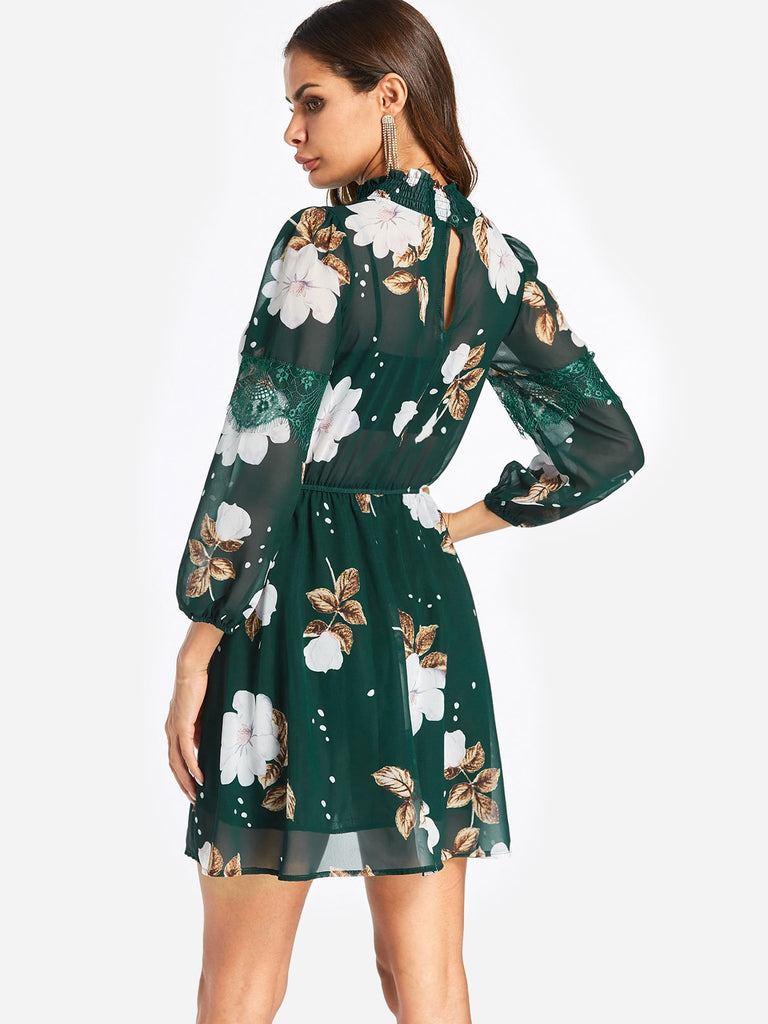 Womens Green Floral Dresses