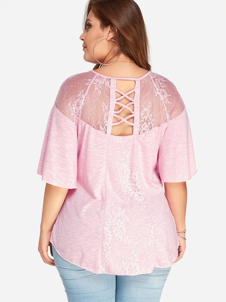 Womens Pink Plus Size Tops