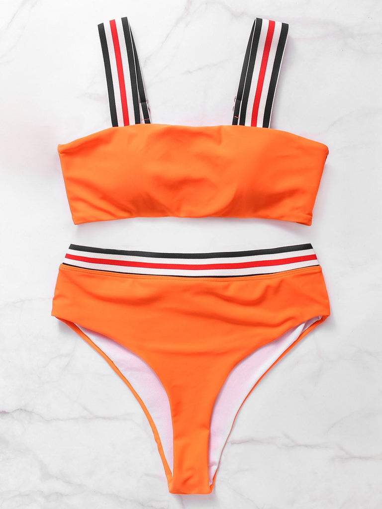 Womens Striped Two Piece Bikinis