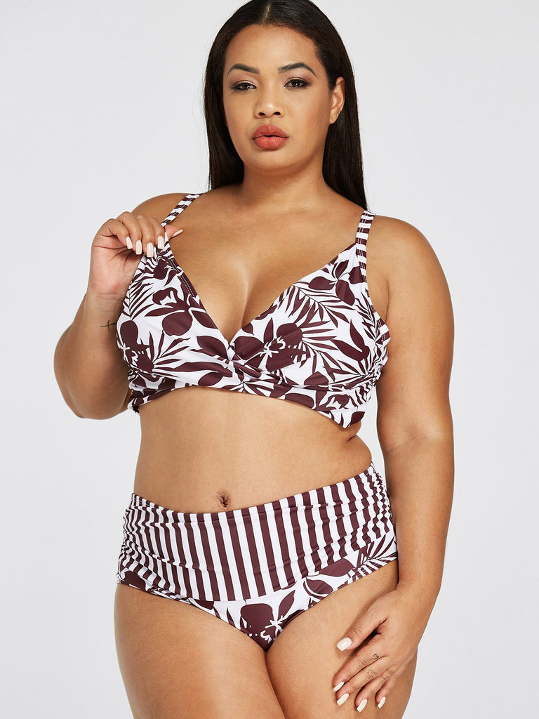 Ladies Brown Plus Size Swimwear