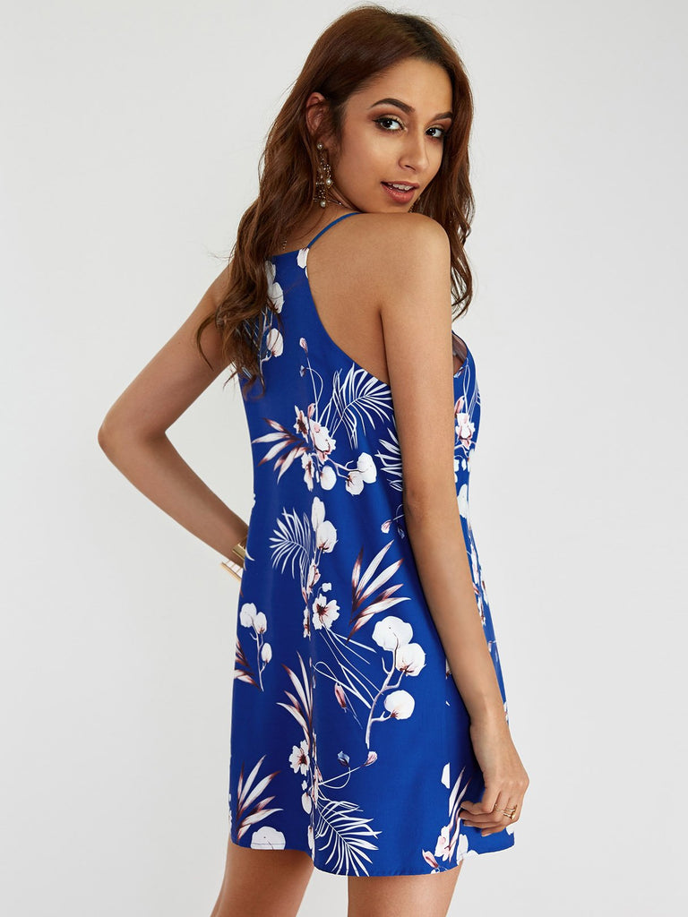 Womens Blue Floral Dresses