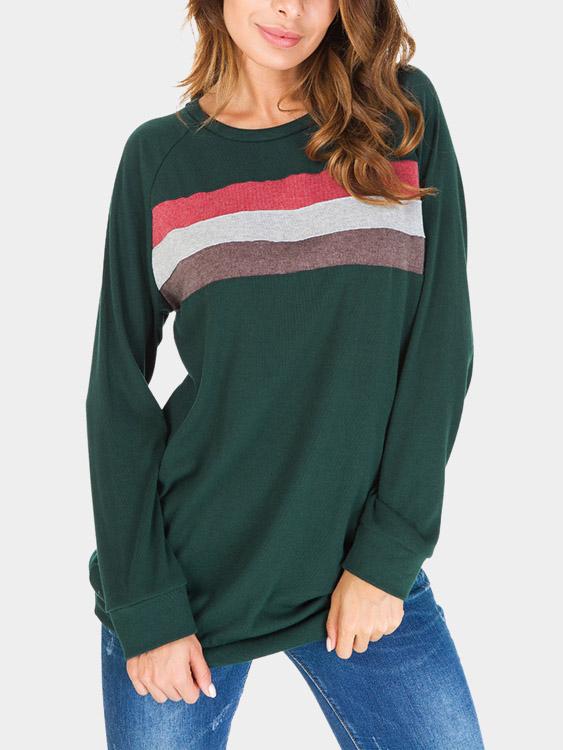 Pullover Long Sleeve Green T-Shirts