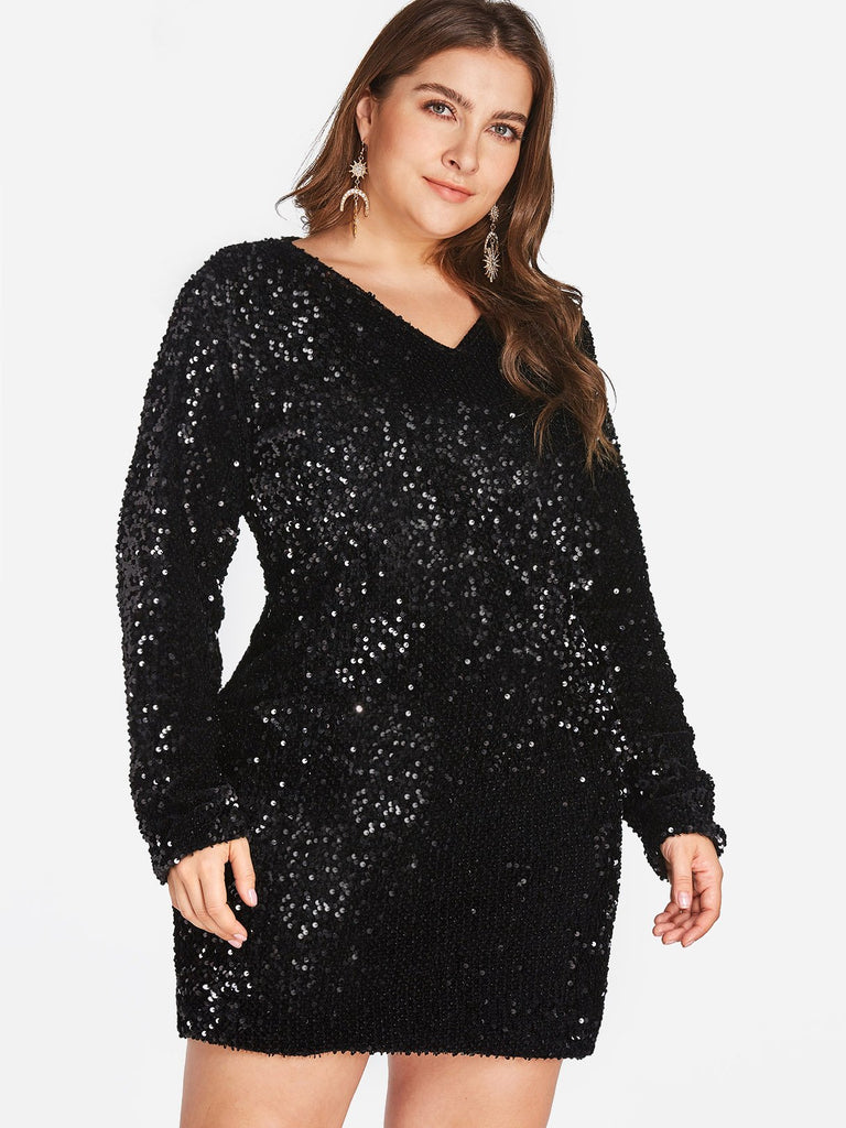 Womens Long Sleeve Plus Size Dress