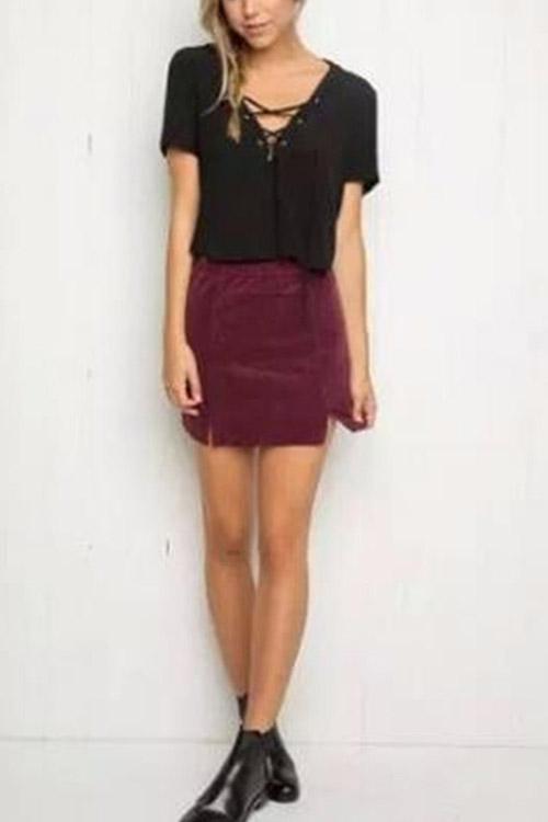 Semi Sheer Curved Hem Top