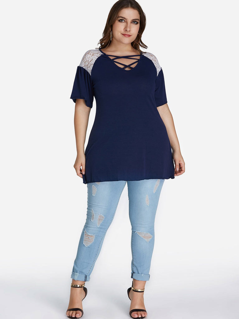 Womens Short Sleeve Plus Size Tops