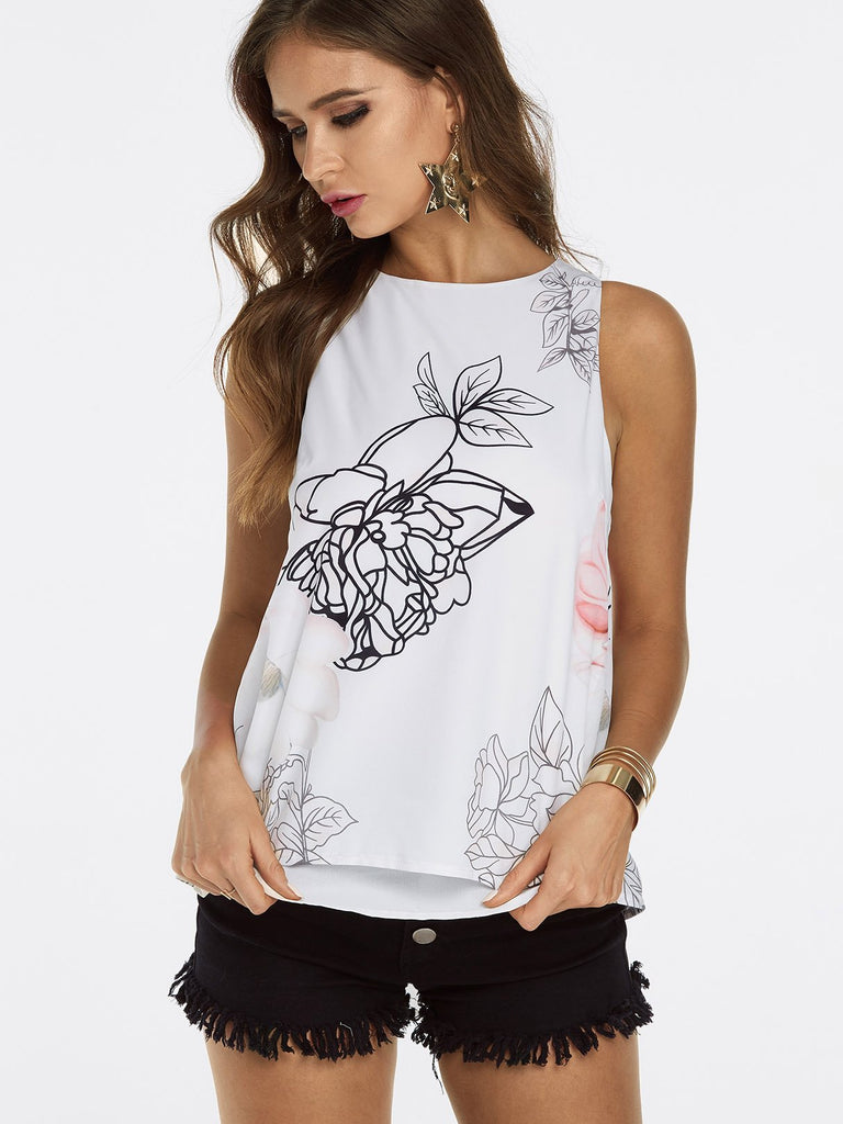 Womens Floral Print Tank Top